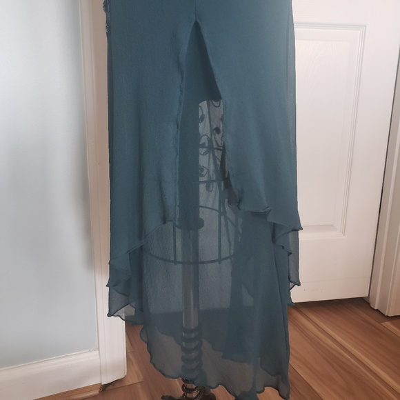 Cache Silk Teal Beaded 1920s Style Evening Dress, 4 - Picture 13 of 16